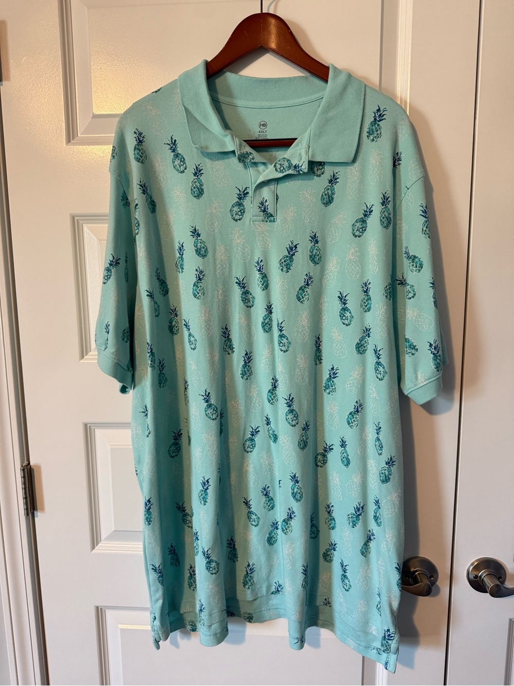 Harbor Bay Pineapple Polo in Aqua with Navy Accents